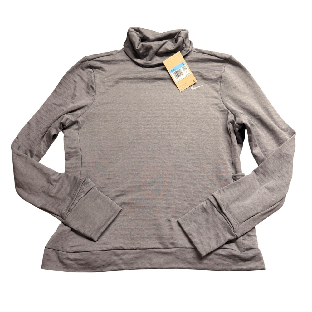 Nike Womens Therma-FIT Running Cowl Neck Top Grey Medium NWT